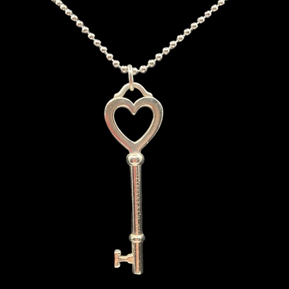 Tiffany & Co. Jewelry - Tiffany & Co. Heart Key Sterling Silver T Pendant & Chain